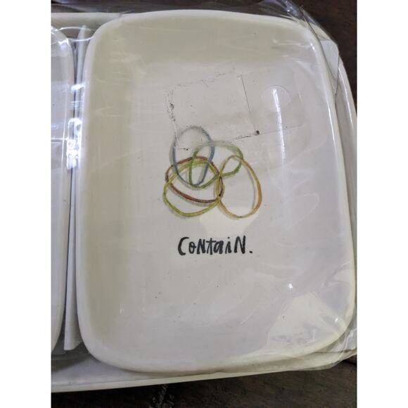 Rae Dunn Office Organizer KEEP HOLD CONTAIN 4 four piece set New - Picture 4 of 7